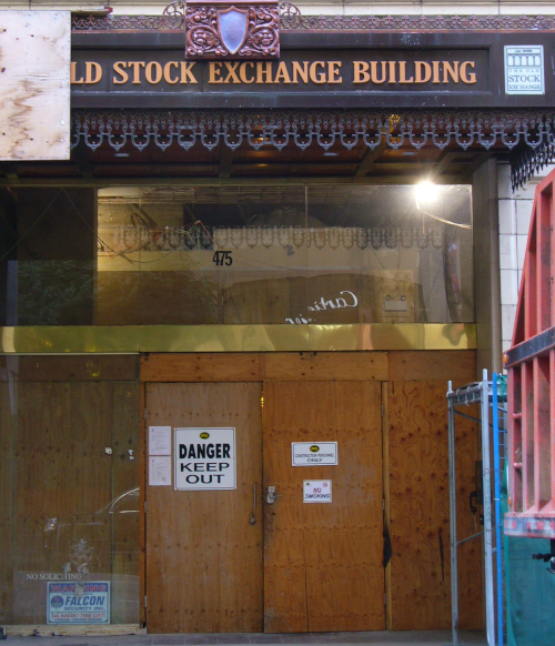 Vancouver Stock Exchange building warning sign